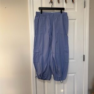 Anthropologie Daily Practice Base Jump blue Cargo Parachute Pants EUC Sz L Pet